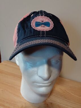 Simply Southern Navy and Pink Patch Bow Cap